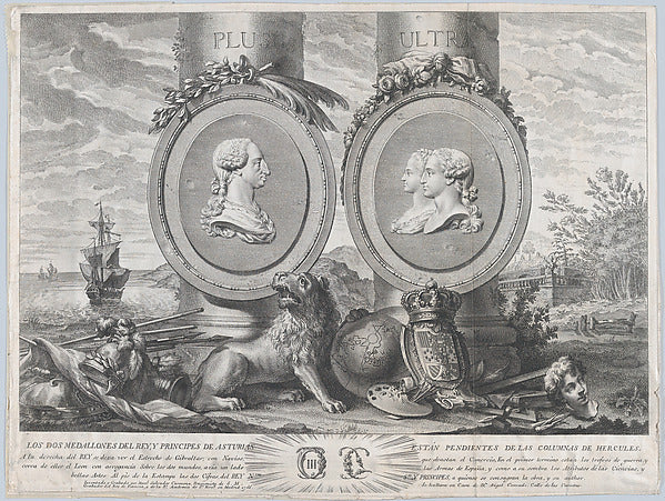 Manuel Salvador Carmona:Two bust portraits of Carlos III at -16x12"(A3) Poster