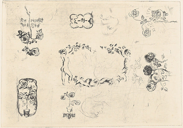 Pierre Bonnard:Preliminary design of book-plates for Misia N-16x12