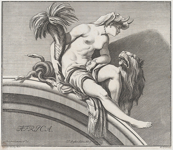 Johann Justin Preissler , after Edme Bouchardon:Africa 1732-16x12"(A3) Poster