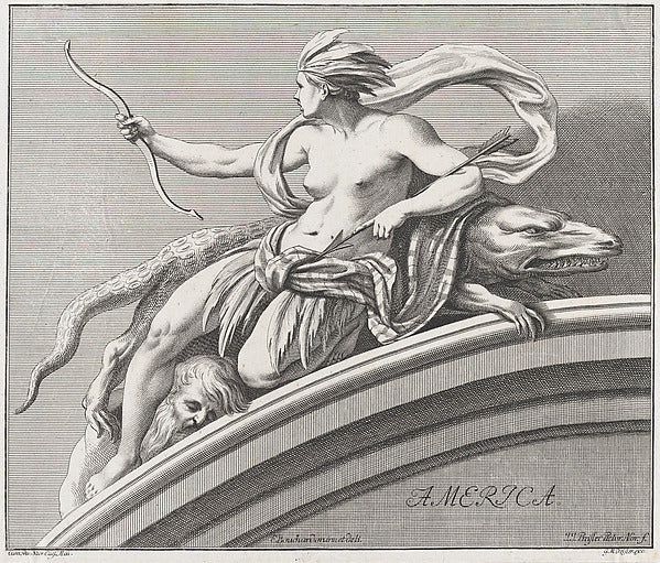 Johann Justin Preissler , after Edme Bouchardon:America 1732-16x12"(A3) Poster