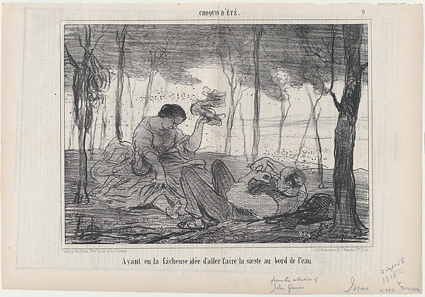 Honoré Daumier - Ayant eu la facheuse idée d'aller...au bord d, Poster Print Wall Art