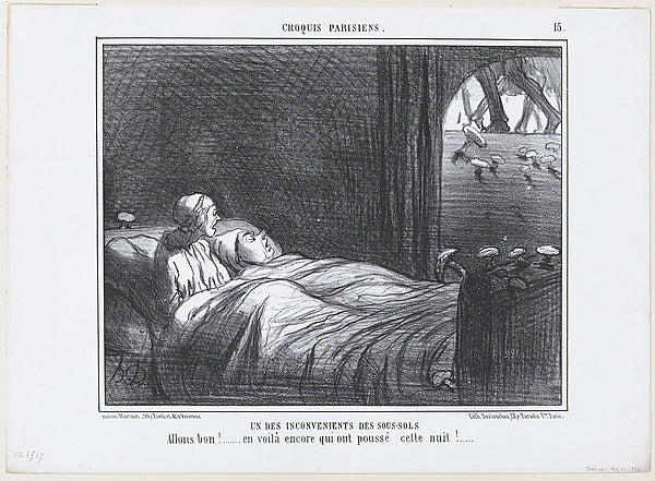 Honoré Daumier - Un des inconvénients des sous-sols from Croqi, Poster Print Wall Art