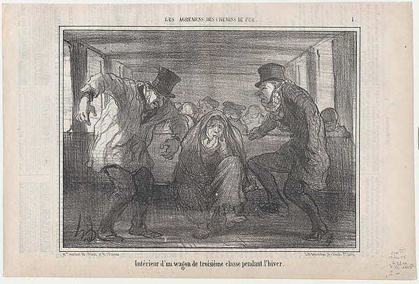 Honoré Daumier - Intérieur d'un wagon de troisième classe... f, Poster Print Wall Art