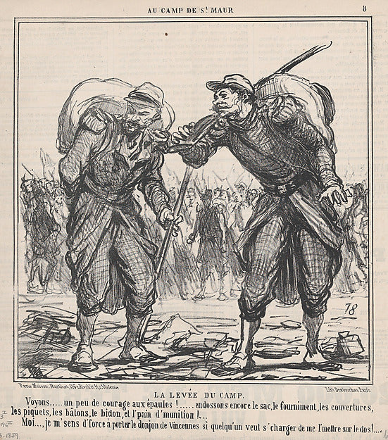 Honoré Daumier:La Levée du Camp from Au Camp de Saint-Maur p-16x12"(A3) Poster