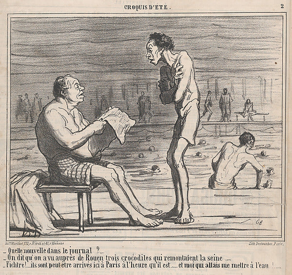 Honoré Daumier:Quelle nouvelle dans le journal?.... from Cro-16x12"(A3) Poster