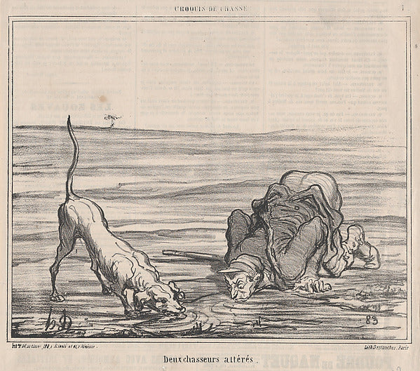 Honoré Daumier:Deux chasseurs altérés from Croquis de Chasse-16x12"(A3) Poster