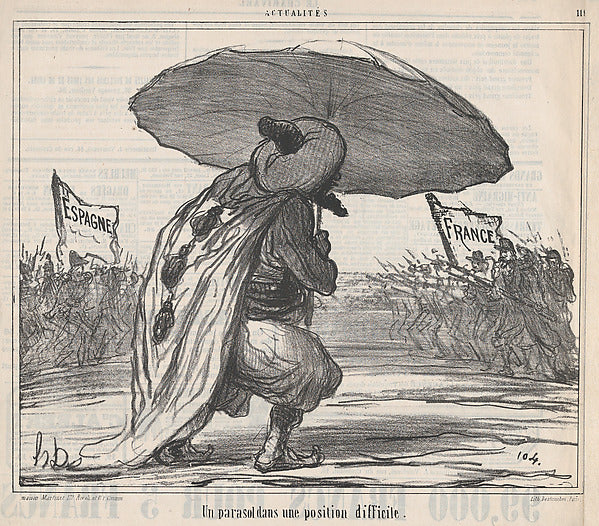 Honoré Daumier:Un parasol dans une position difficule. from -16x12"(A3) Poster
