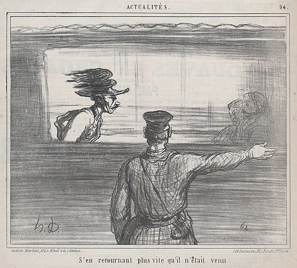 Honoré Daumier:S'en retournant plus vite... from Actualités -16x12"(A3) Poster