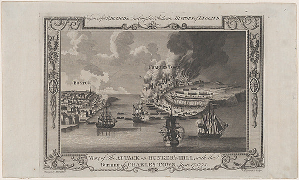 View of the Attack on Bunker's Hill  with the Burning of Charl,16x12
