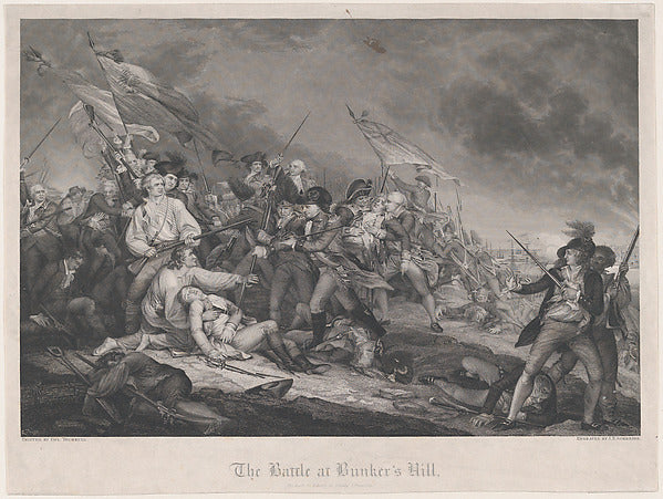 The Battle at Bunker's Hill  19th cent-Joseph Napoleon Gimbred,  Poster Print Wall Art