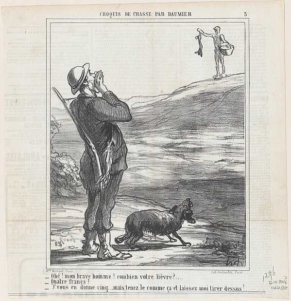 Honoré Daumier:Hello! My good man! How much for your hare? f-16x12"(A3) Poster