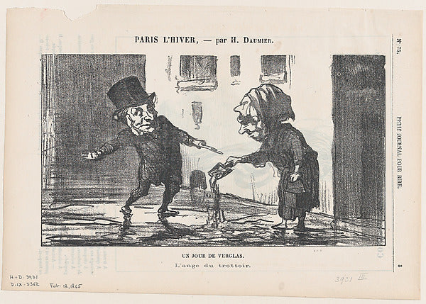 Honoré Daumier:A day of black ice the angel of the sidewalk -16x12"(A3) Poster