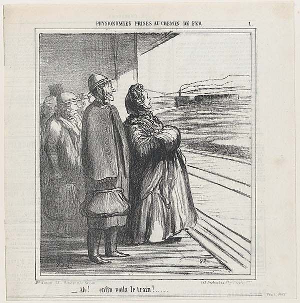 Honoré Daumier:Finally! Here comes the train from 'People on-16x12"(A3) Poster