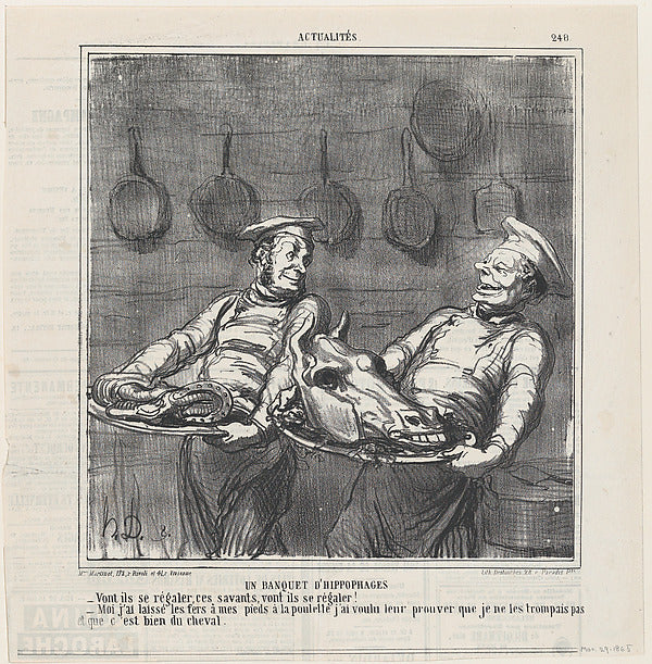 Honoré Daumier:A horsemeat banquet from 'News of the day ' p-16x12"(A3) Poster