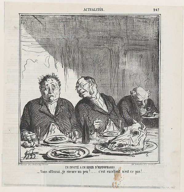 Honoré Daumier:A guest to a horsemeat dinner from 'News of t-16x12"(A3) Poster