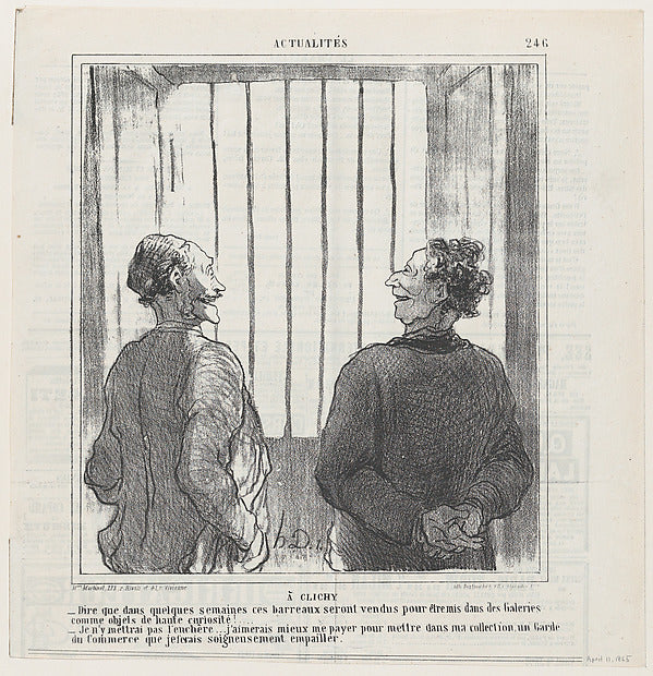 Honoré Daumier:In Clichy from 'News of the day ' published i-16x12"(A3) Poster