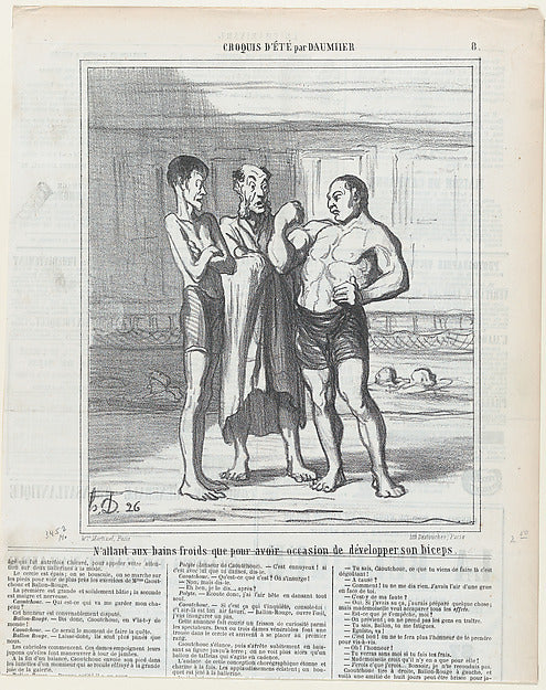 Honoré Daumier:Going to the swimming pool just for the devel-16x12"(A3) Poster
