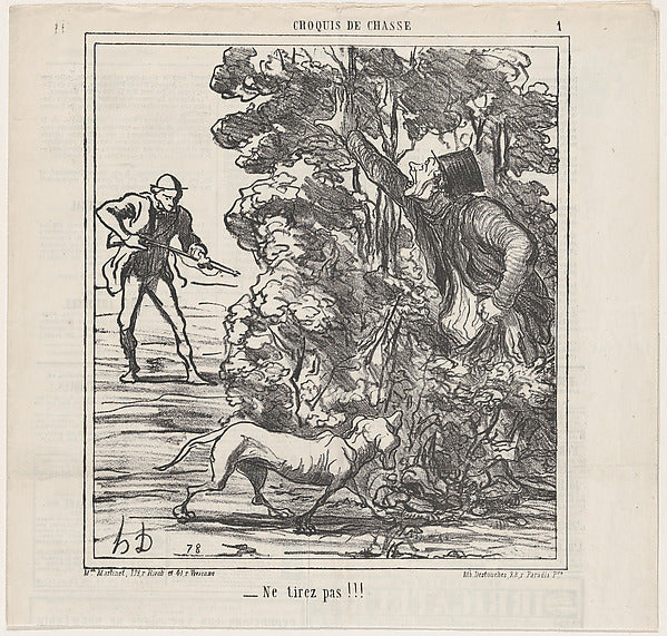 Honoré Daumier:Don't shoot!!! from 'Hunting sketches ' publi-16x12"(A3) Poster