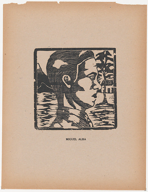 Miguel Alba:Head of a young man facing right standing in fro-16x12"(A3) Poster