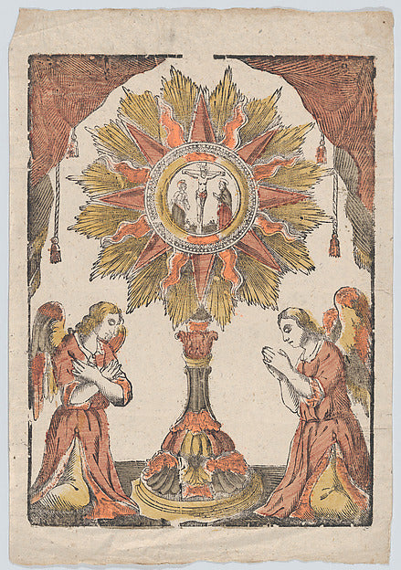 Anonymous, Italian, 19th century - Angels flanking a monstranc, Poster Print Wall Art