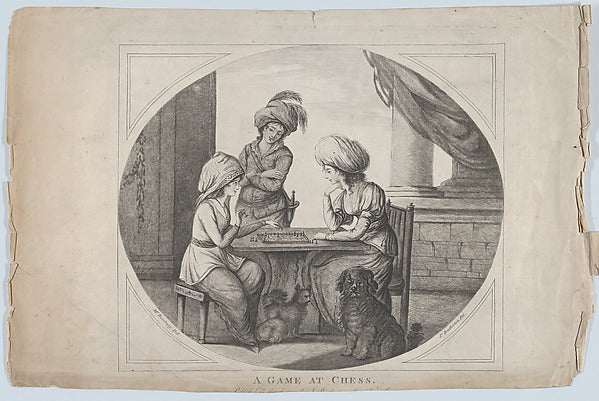 James Bretherton ,after Henry William Bunbury - A Game at Ches, Poster Print Wall Art