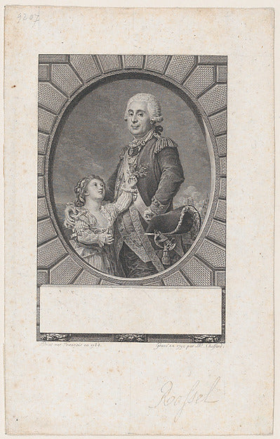 Pierre Philippe Choffard:Potrait of Marquis Auguste-Louis Ro-16x12"(A3) Poster