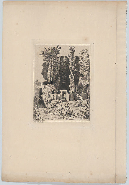 Frédéric Chevalier:Two women in a landscape 19th century-16x12"(A3) Poster