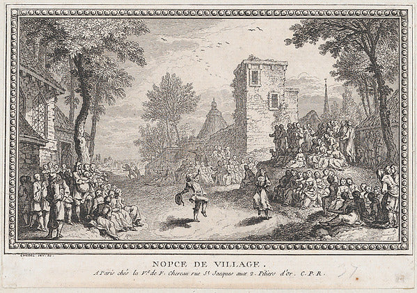 Quentin Pierre Chedel:Nopce de Village 18th century-16x12"(A3) Poster