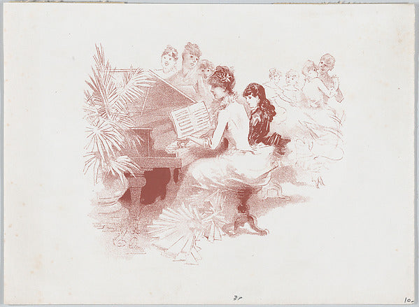 Jules Chéret:Woman at a Piano n.d.-16x12"(A3) Poster