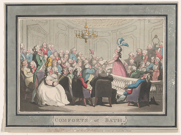 Thomas Rowlandson:Comforts of Bath Plate 2 January 6, 1798-16x12"(A3) Poster