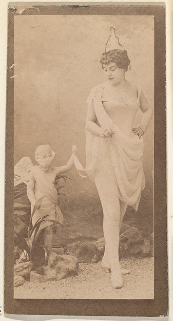 :Actress posing with statue of cherub from the Actresses ser-16x12"(A3) Poster