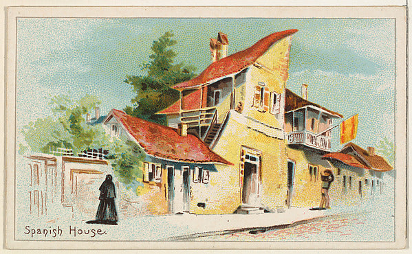 Original lithograph by The Giles Company - Spanish House from , Poster Print Wall Art
