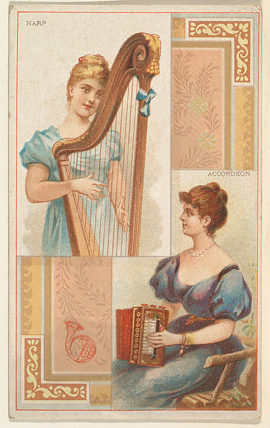 :Harp and Accordion from the Musical Instruments series issu-16x12"(A3) Poster
