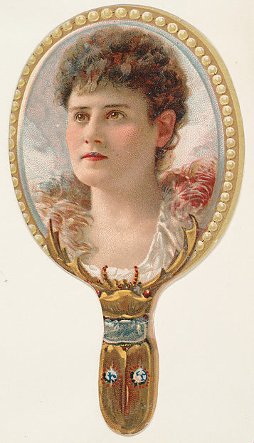 :Hand mirror with woman in feathered collar from the Novelti-16x12"(A3) Poster