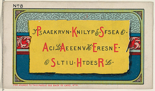 :Puzzle Number 8 The Cryptogram Puzzle from the Jokes s-16x12"(A3) Poster