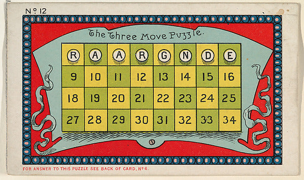 :Puzzle Number 12 The Three Move Puzzle from the Jokes -16x12"(A3) Poster