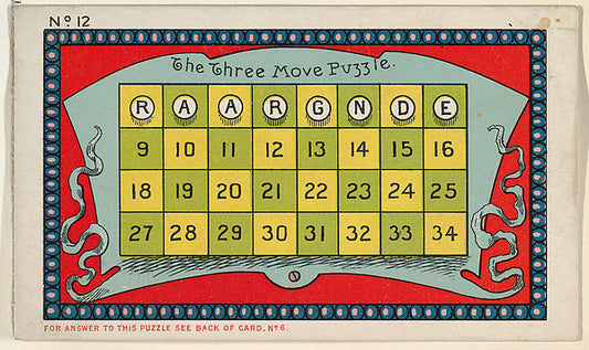 :Puzzle Number 12 The Three Move Puzzle from the Jokes -16x12"(A3) Poster