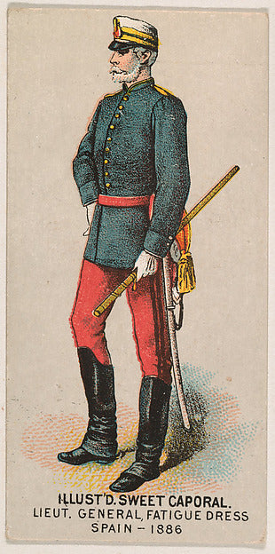 :Fatigue Dress Lieutenant General Spain 1886 from the Milita-16x12"(A3) Poster