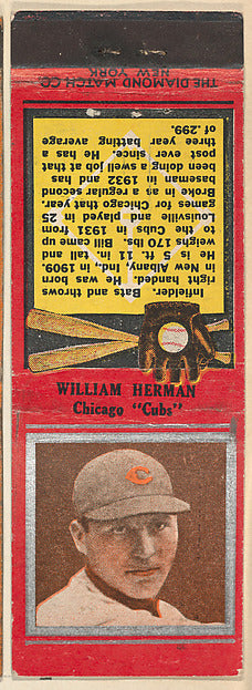 :William Herman Chicago Cubs from the Baseball Players Match-16x12"(A3) Poster