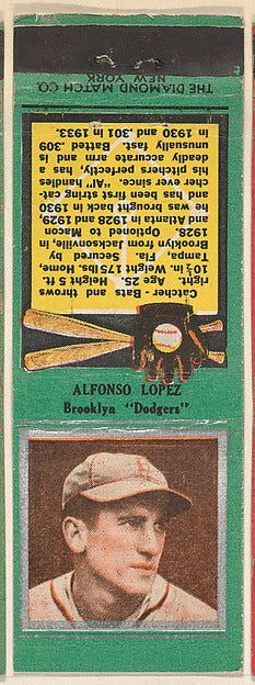 :Alfonso Lopez Brooklyn Dodgers from the Baseball Players Ma-16x12"(A3) Poster