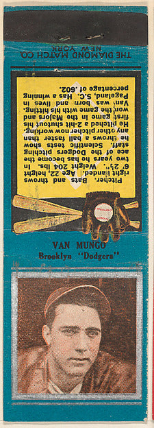 :Van Mungo Brooklyn Dodgers from the Baseball Players Match -16x12"(A3) Poster