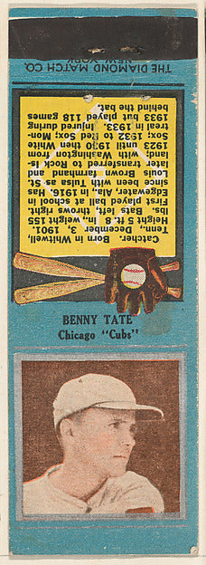 :Benny Tate Chicago Cubs from the Baseball Players Match Cov-16x12"(A3) Poster