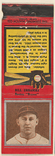 :Bill Urbanski Boston Braves from the Baseball Players Match-16x12"(A3) Poster