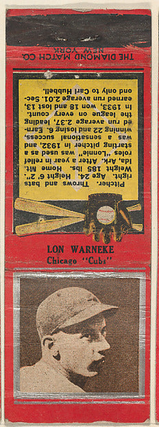:Lon Warneke Chicago Cubs from the Baseball Players Match Co-16x12"(A3) Poster