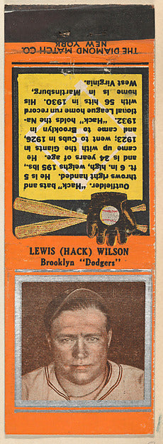 :Lewis Wilson Brooklyn Dodgers from the Baseball Players Mat-16x12"(A3) Poster