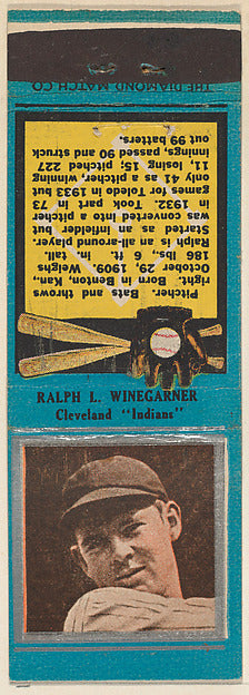 :Ralph L. Winegarner Cleveland Indians from the Baseball Pla-16x12"(A3) Poster
