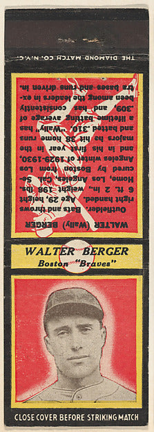 :Walter Berger Boston Braves from the Baseball Players Match-16x12"(A3) Poster