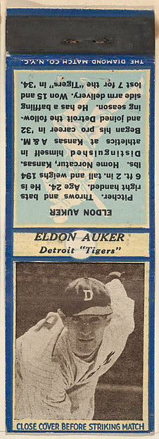 :Eldon Auker Detroit Tigers from the Baseball Players Match -16x12"(A3) Poster