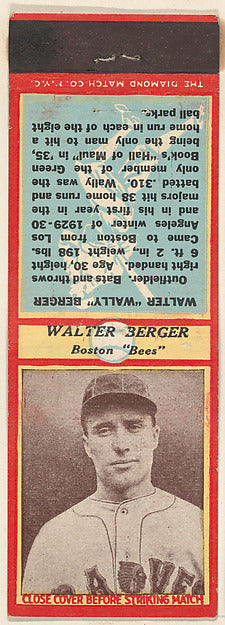 :Walter Berger Boston Bees from the Baseball Players Match C-16x12"(A3) Poster