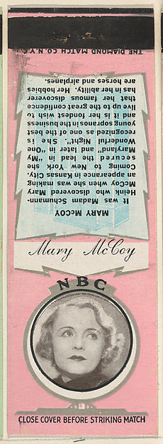 :Mary McCoy from NBC Radio Stars Match Cover design series i-16x12"(A3) Poster